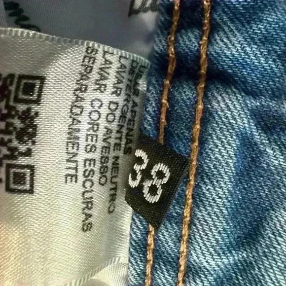 LANCA PERFUME NWOT Raw Hem High Ride W/Yellow Leather Logo Stitched On Sz 38/7 - Picture 8 of 13